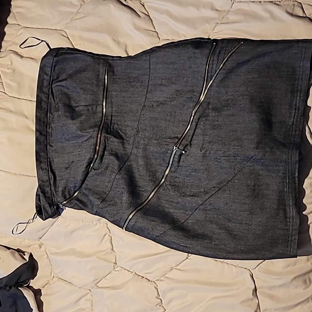 Strapless denim zipper dress 💙 - Picture 2 of 4